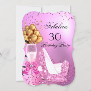 Invitación Fabulosos zapatos de tacón alto rosa claro brillan
