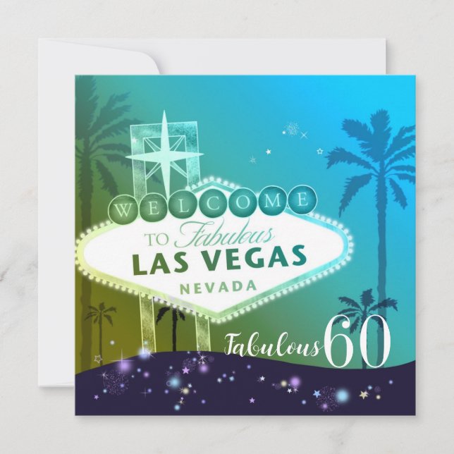 Invitación FABULOUS 60 Las Vegas Birthday Party (Anverso)