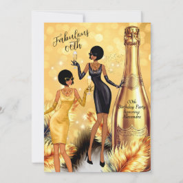 Invitación Fabulous Birthday Black Gold Dresses Champagne