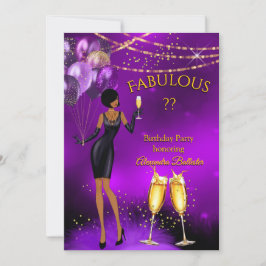 Invitación Fabulous Birthday Simple Black Dress Purple Party