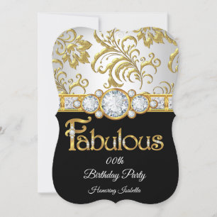 Invitación Fabulous Gold Black Diamond white party