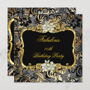 Invitación Fabulous Gold Black Gray Pearask Fiesta