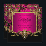 Invitación Fabulous Gold Hot Pink Black 21st Birthday Fiesta<br><div class="desc">Fabuloso Elegante damasco negro de oro rosa caliente. Fiesta de cumpleaños número 21 de mujeres Elegante Black Gold Diamond jewels Images Partido de cumpleaños . ¡Puedes cambiar la edad! Personalizar con sus propios detalles.</div>