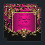 Invitación Fabulous Gold Hot Pink Black 21st Birthday Fiesta<br><div class="desc">Fabuloso Elegante damasco negro de oro rosa caliente. Fiesta de cumpleaños número 21 de mujeres Elegante Black Gold Diamond jewels Images Partido de cumpleaños . ¡Puedes cambiar la edad! Personalizar con sus propios detalles.</div>