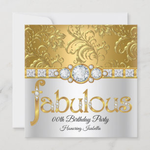 Invitación Fabulous Gold White Damask Diamond