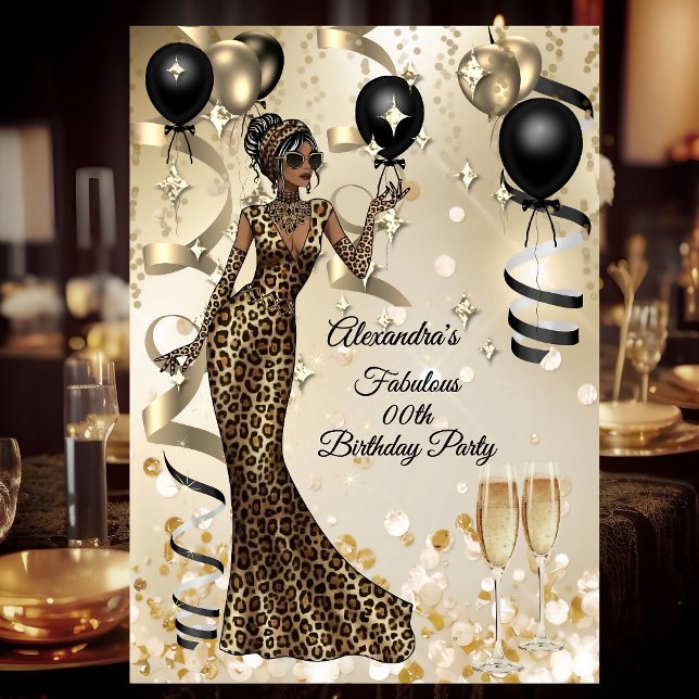 Invitación Fabulous Leopard Birthday Celebration Champagne (Subido por el creador)