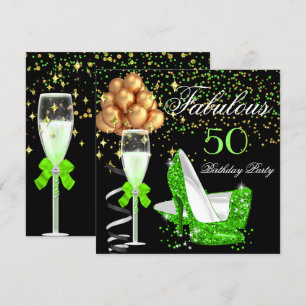 Invitación Fabulous Lime Heels Gold Black Birday Party