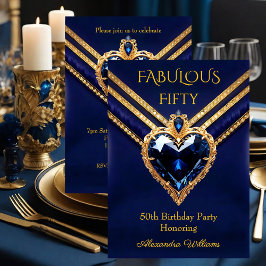 Invitación Fabulous Navy Gold Diamonds Elegant Birthday Party