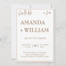 Invitación fácil edición del Monograma Leaf moderno guardar l