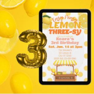 Invitación Fácil Peasy Limón Tresy, Cumpleaños 3 de Limón