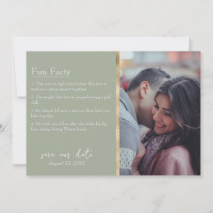 Invitación Fáctica de Novia y Groom Foto de Sage Green