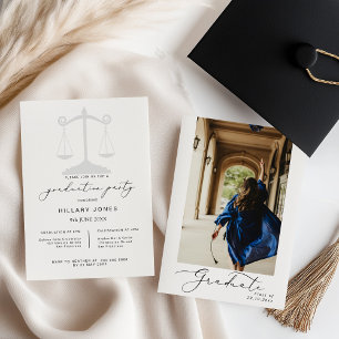 Invitación Facultad de Derecho Moderna Caligrafía de Graduaci