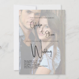 Invitación Faded Photo Minimalista Calligraphy boda