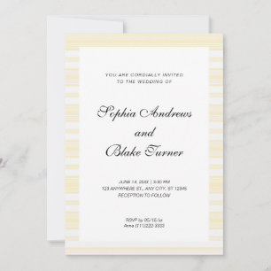 Invitación Faded Yellow and White Stripes Boda moderno