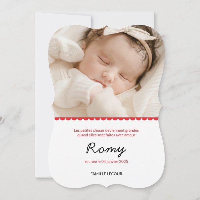 Invitación Faire part d naissance "Romy" (Reverso)