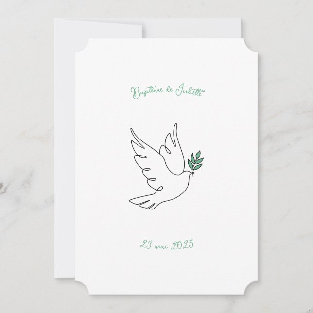 Invitación Faire-Part de Baptême Colomba (Anverso)