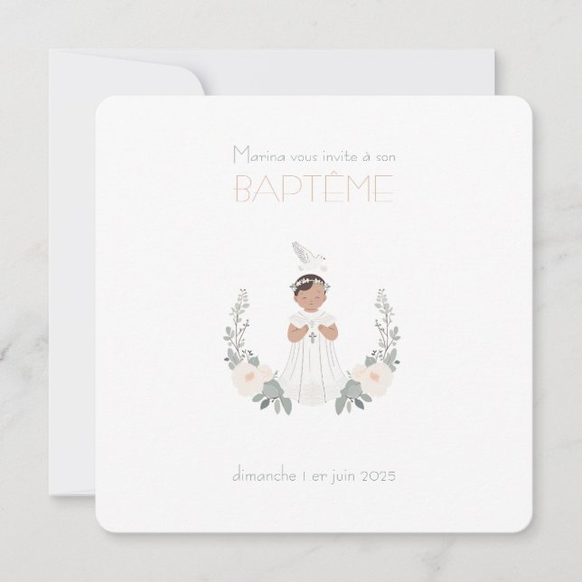 Invitación Faire-Part de Baptême Marina (Anverso)