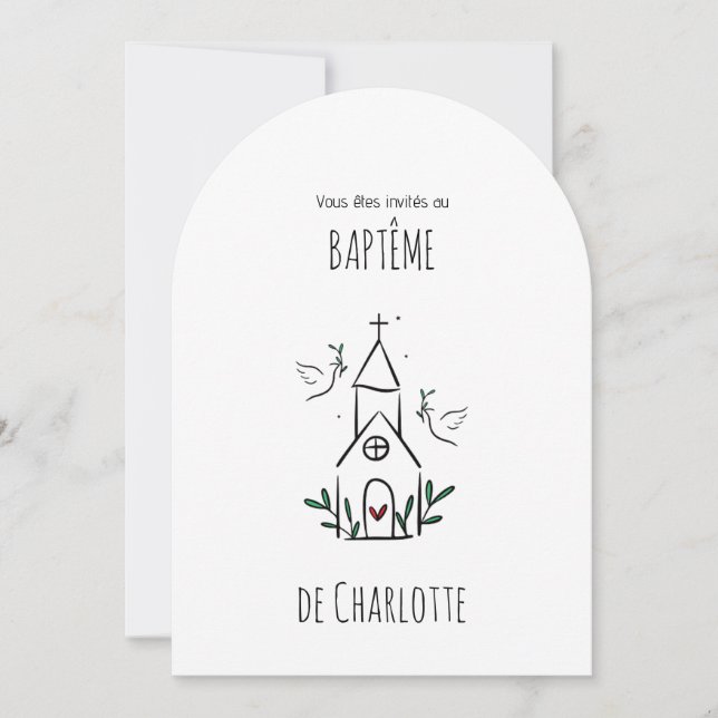 Invitación Faire-Part de Baptème religieux Charlotte (Anverso)