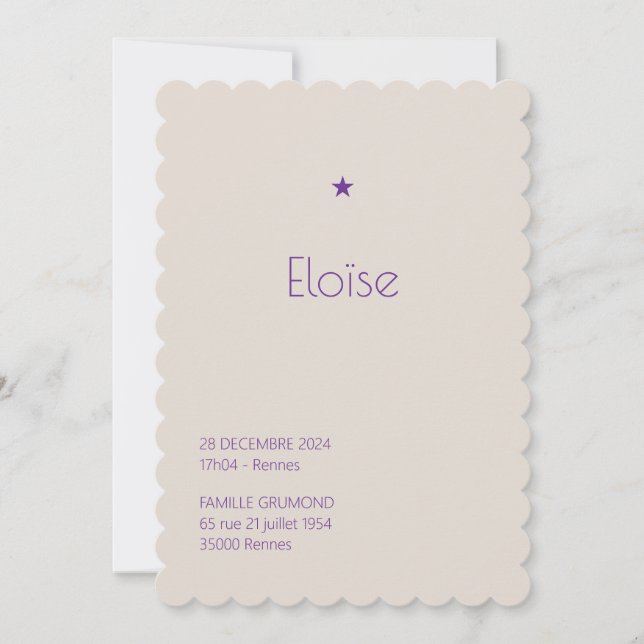 Invitación Faire-Part de naissance Poudré - Héloise (Anverso)