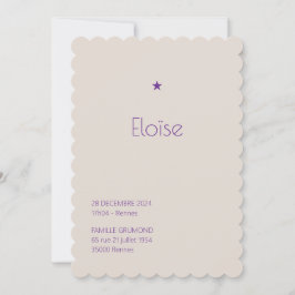 Invitación Faire-Part de naissance Poudré - Héloise