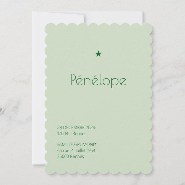 Invitación Faire-Part de naissance Poudré - Pénélope (Anverso)