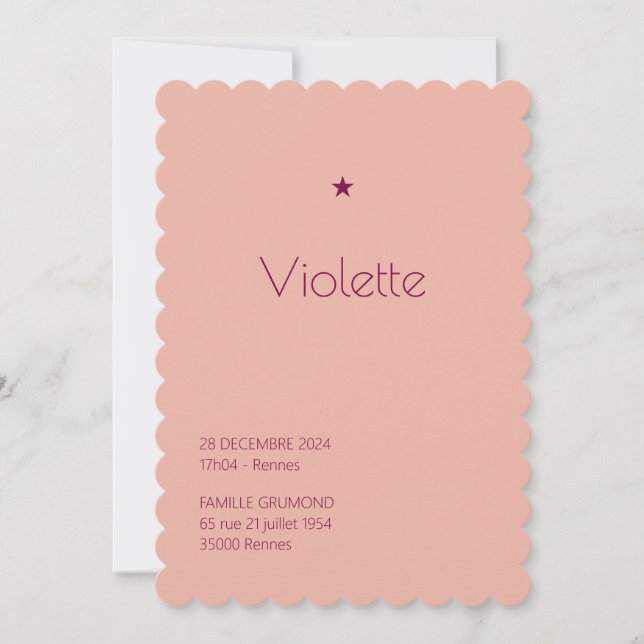 Invitación Faire-Part de naissance Poudré - Violette (Anverso)
