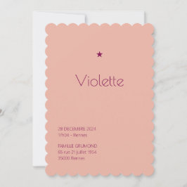 Invitación Faire-Part de naissance Poudré - Violette