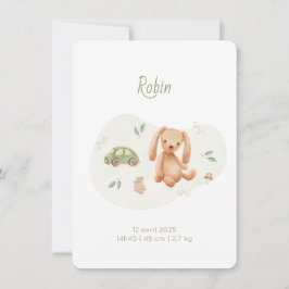 Invitación Faire-Part de naissance Robin
