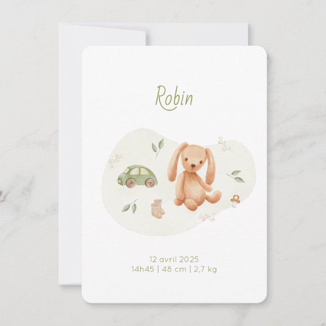 Invitación Faire-Part de naissance Robin (Anverso)