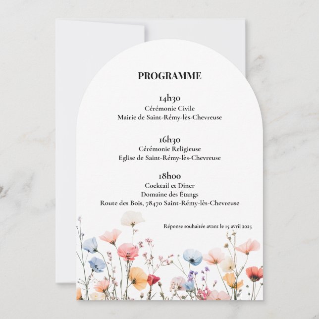 Invitación Faire-part Mariage printanier (Reverso)