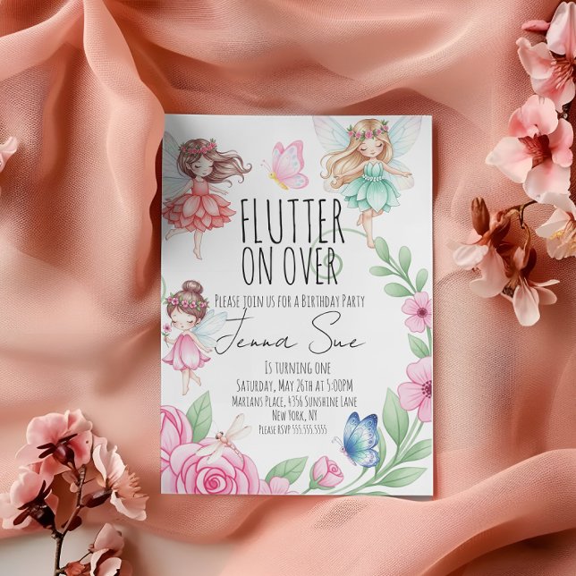 Invitación Fairies Butterflies First Birthday Invitation (Subido por el creador)