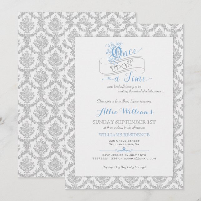 Invitación Fairtale de una vez a un príncipe Baby Shower (Anverso / Reverso)