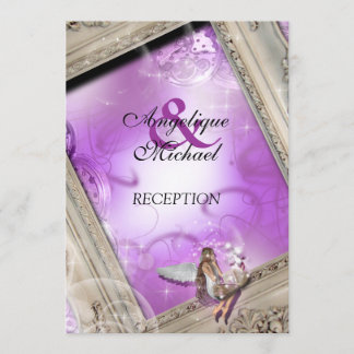 Invitación Fairtale recepción de boda dorado morado