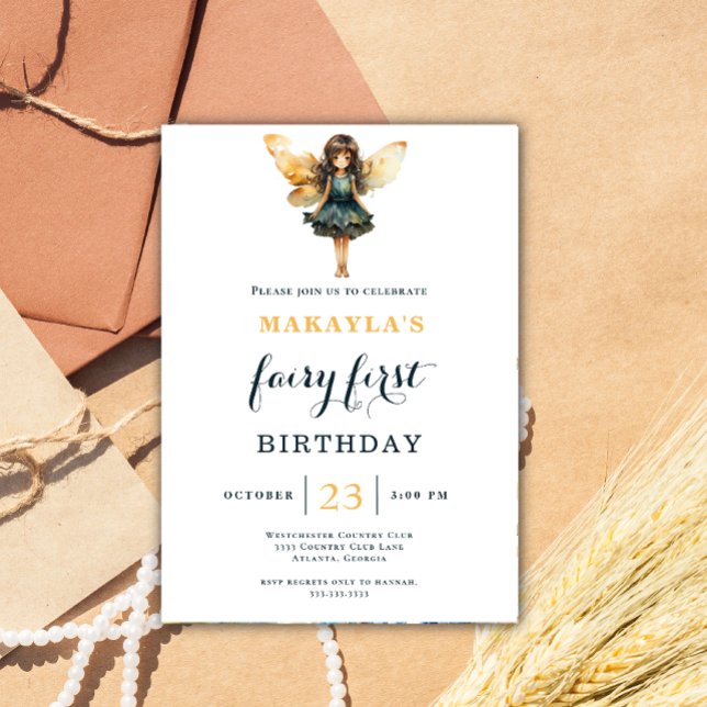 Invitación Fairy 1er cumpleaños Jardín encantado Whimsical (Subido por el creador)