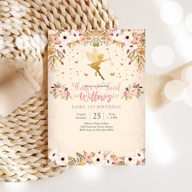 Invitación Fairy 1st Birthday Invitation (Subido por el creador)