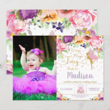 Fairy Birday Party Purple Floral Whimsical Photo
