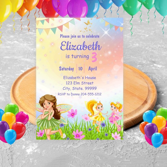 Invitación Fairy Birday Whimsical Princess Chica (Subido por el creador)