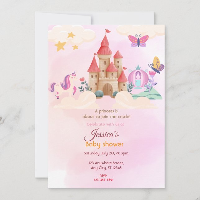 Invitación Fairy Castle Baby Shower (Anverso)
