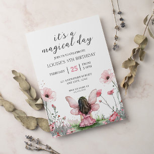 Invitación Fairy Chica Garden Pink Birday
