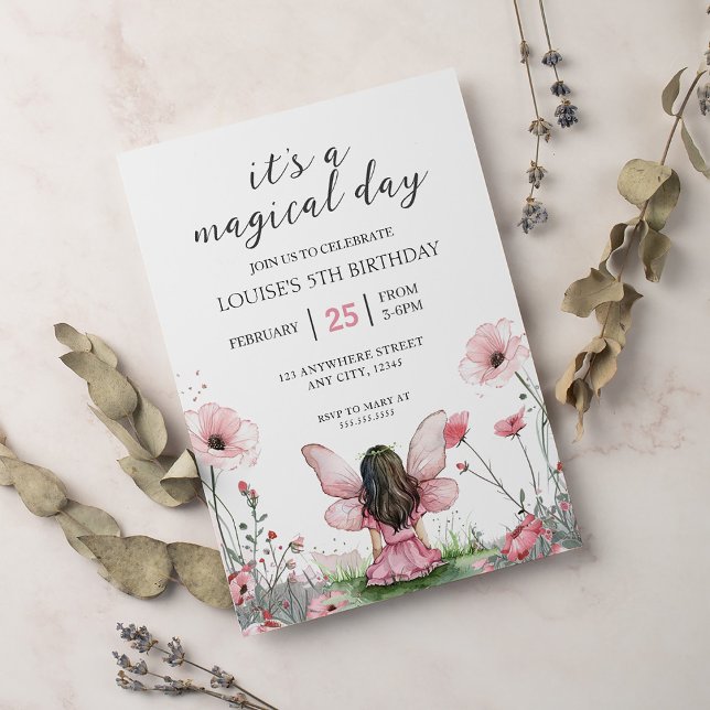 Invitación Fairy Chica Garden Pink Birday (Subido por el creador)