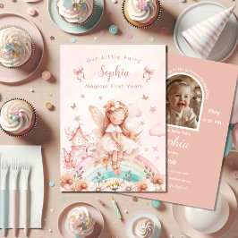 Invitación Fairy Chica Magic Teapot Rainbow Photo Birday
