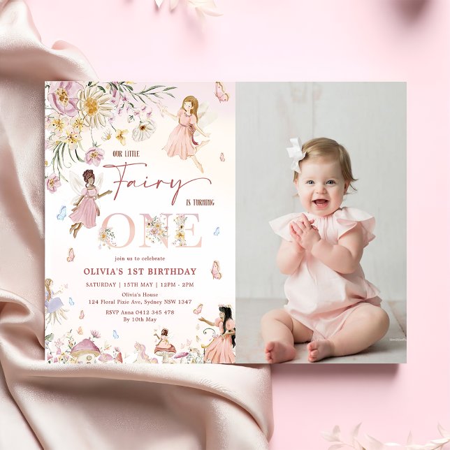 Invitación Fairy colorida foto de primer cumpleaños (Subido por el creador)