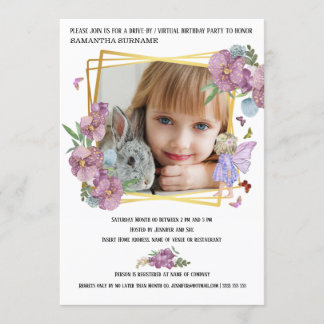 Invitación Fairy DIY foto mariposa cumpleaños