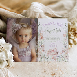 Invitación Fairy Enchanted Birthday Photo Thank you card