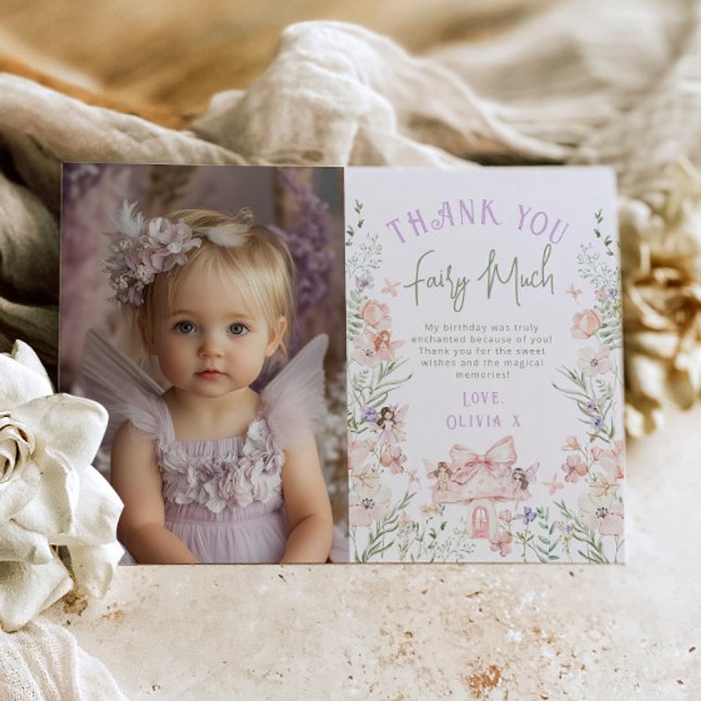 Invitación Fairy Enchanted Birthday Photo Thank you card (Subido por el creador)