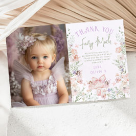 Invitación Fairy Enchanted Birthday Photo Thank you card
