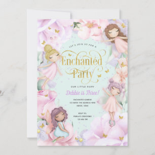 Invitación Fairy enchanted flower garden, Chica de cumpleaños