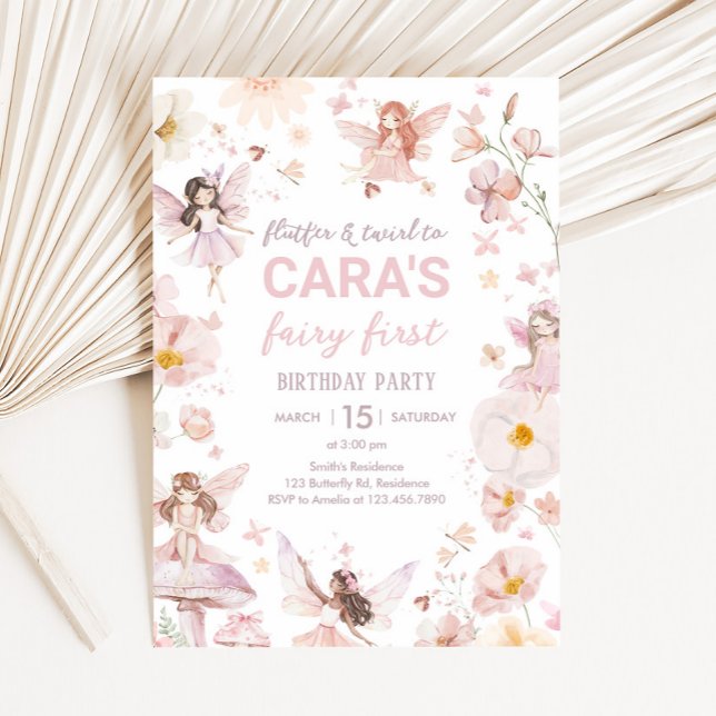 Invitación Fairy Enchanted Garden Birday Party (Enchanted Garden Fairy Birthday Party Invitation)