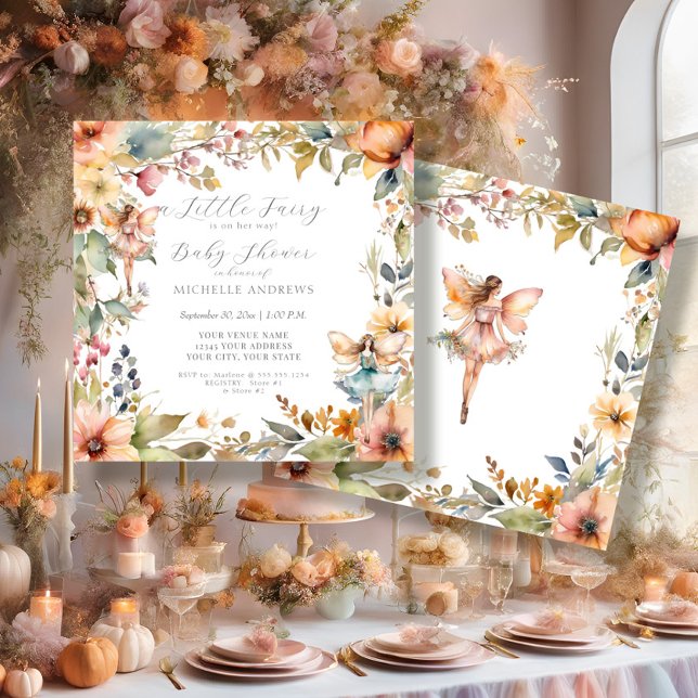 Invitación Fairy Fall Floral Daisy Girl Shower (Subido por el creador)