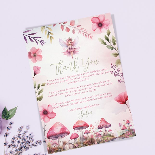 Invitación Fairy First Birday Enchanted Forest Gracias (Subido por el creador)